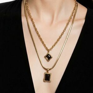2 pieces Gold tiger eye Necklace Set